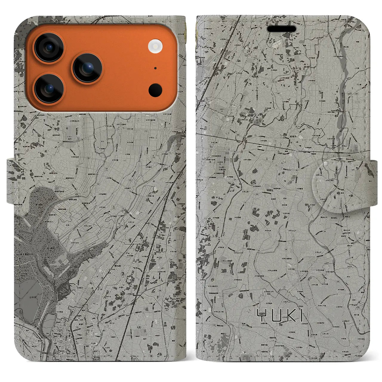 【結城(茨城県)】地図柄iPhoneケース(手帳タイプ)