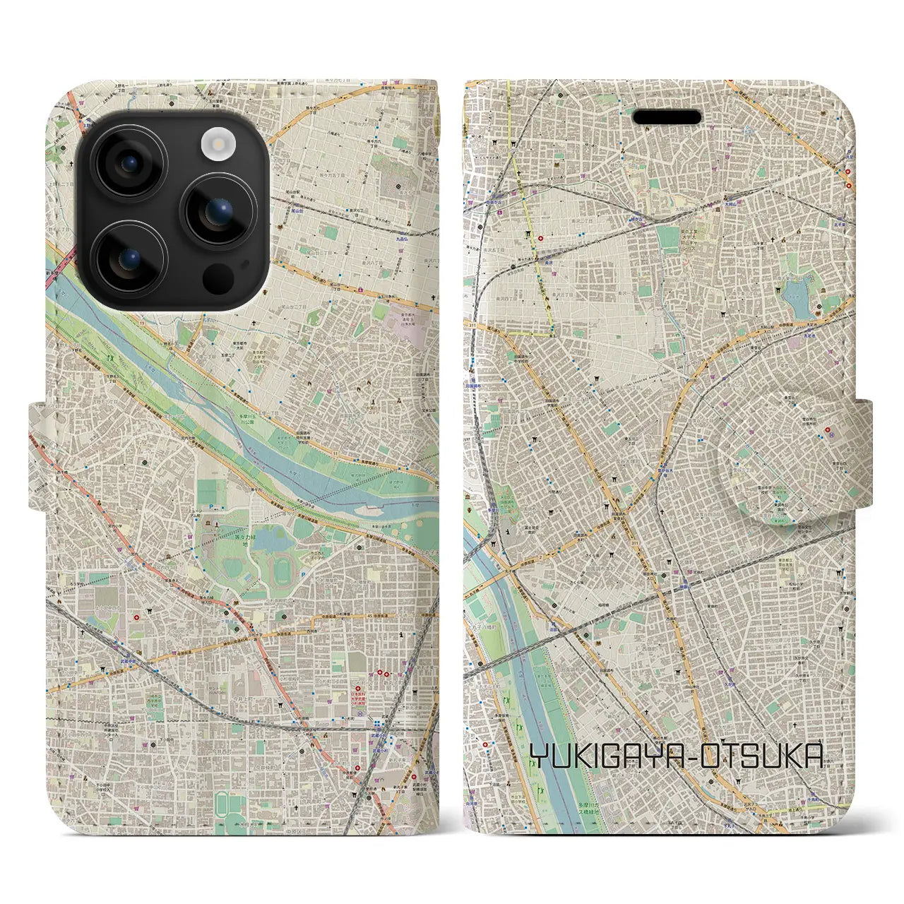 【雪が谷大塚(東京都)】地図柄iPhoneケース(手帳タイプ)ナチュラル・iPhone 16 用