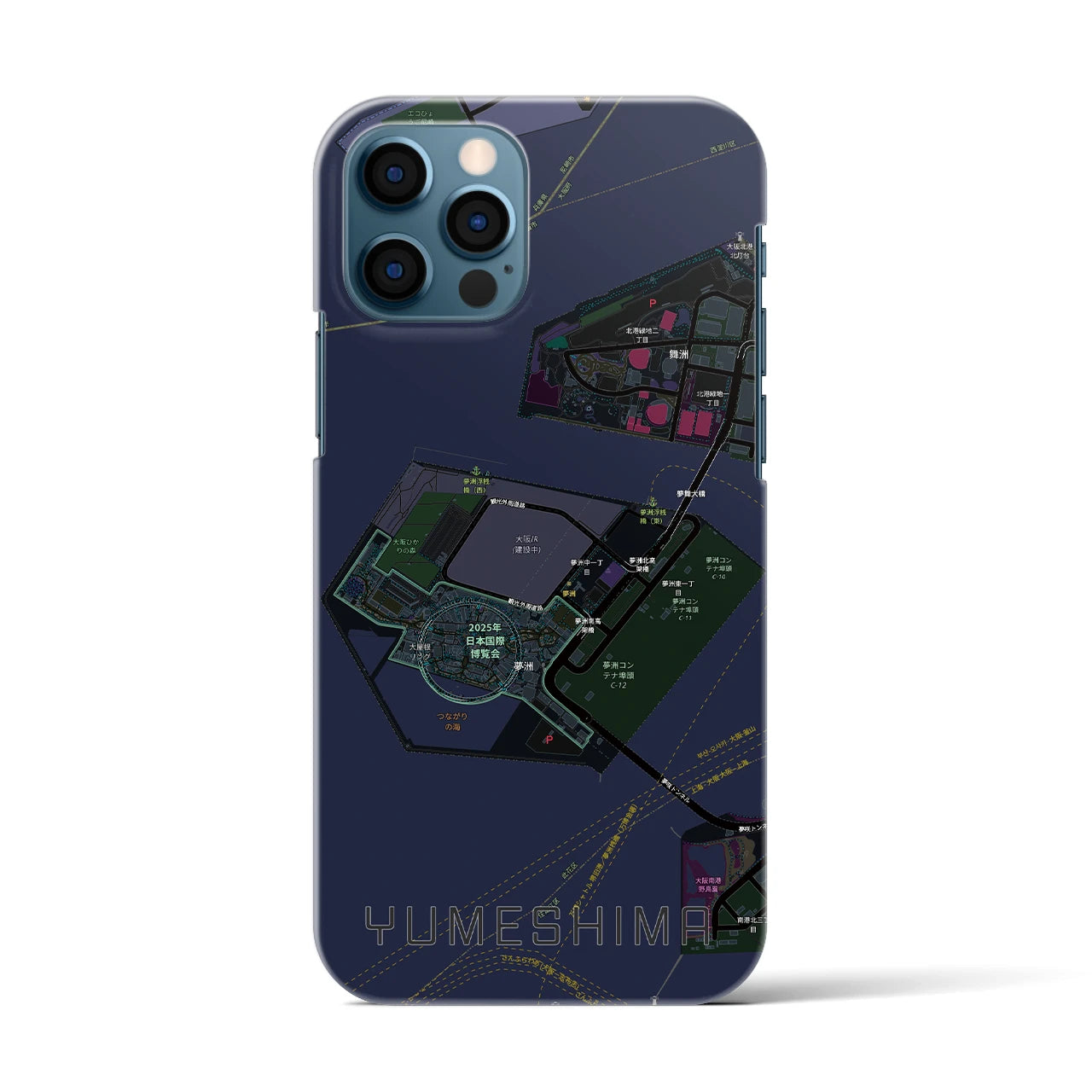 【夢洲(大阪府)】地図柄iPhoneケース(バックカバータイプ)