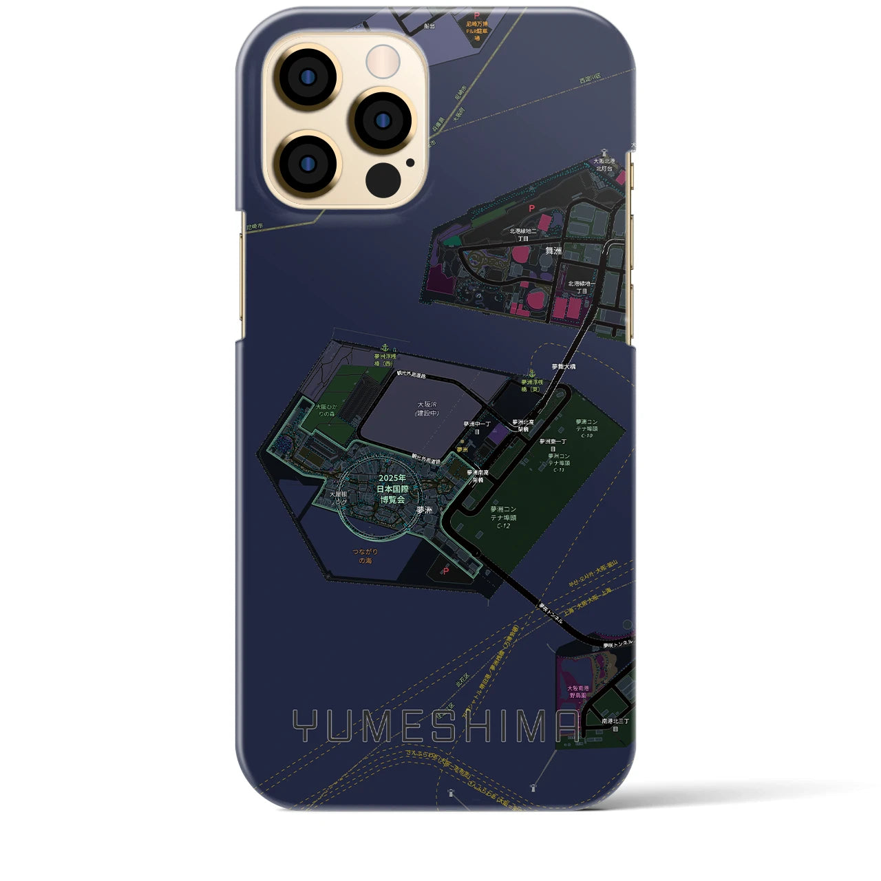【夢洲(大阪府)】地図柄iPhoneケース(バックカバータイプ)