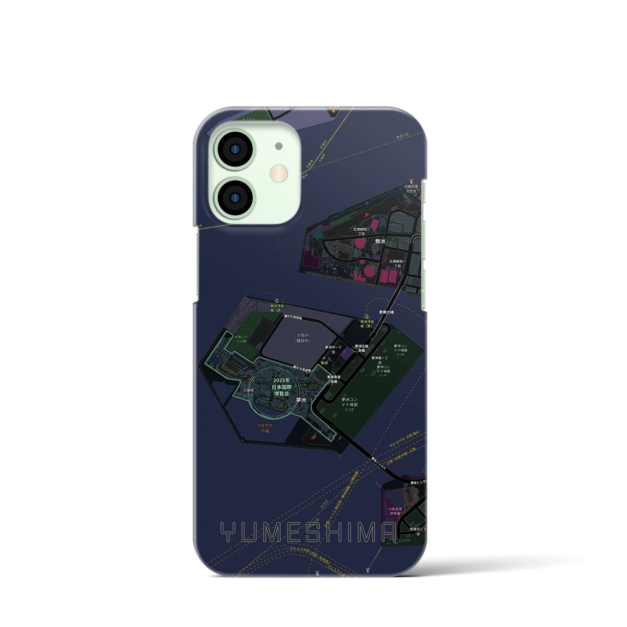 【夢洲(大阪府)】地図柄iPhoneケース(バックカバータイプ)