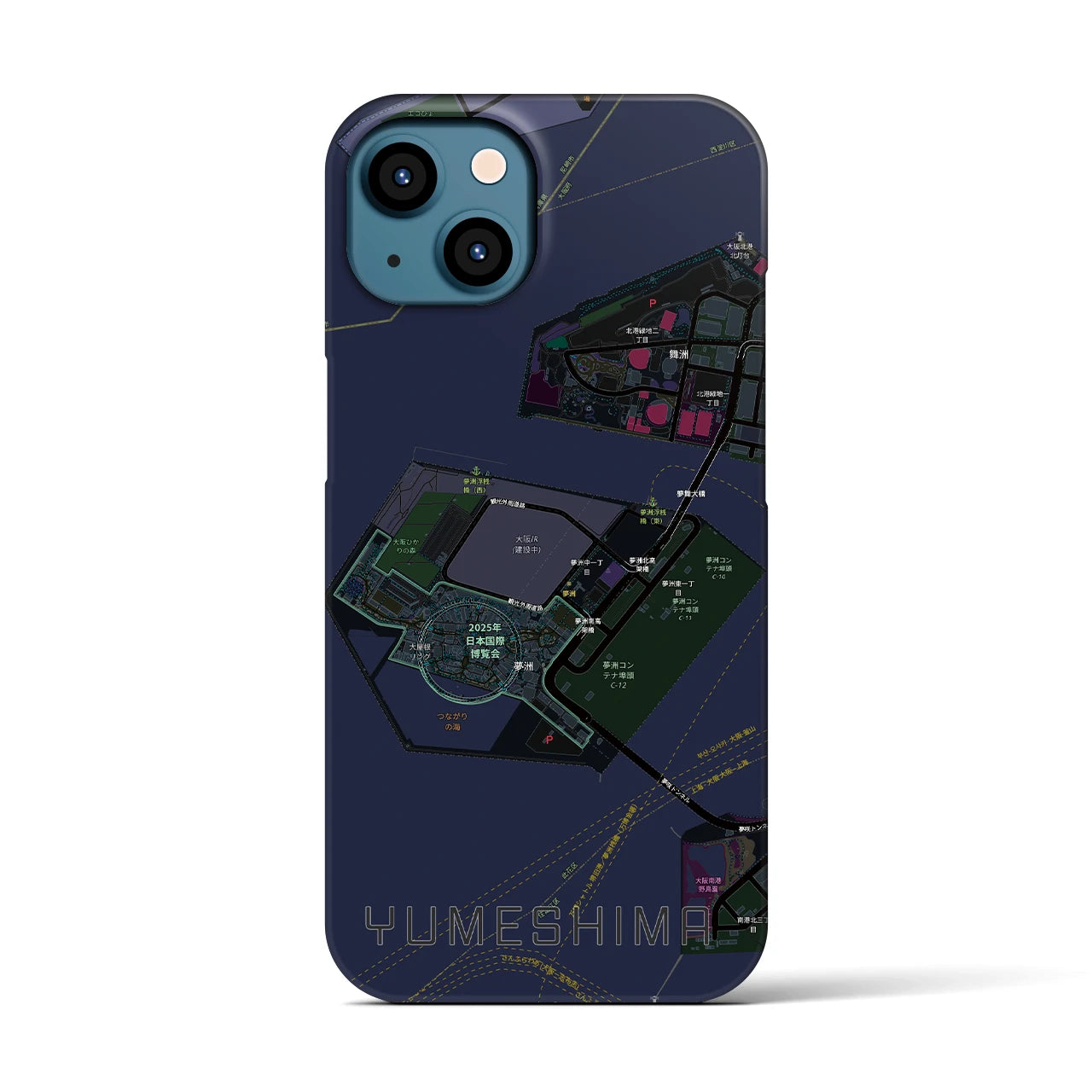 【夢洲(大阪府)】地図柄iPhoneケース(バックカバータイプ)