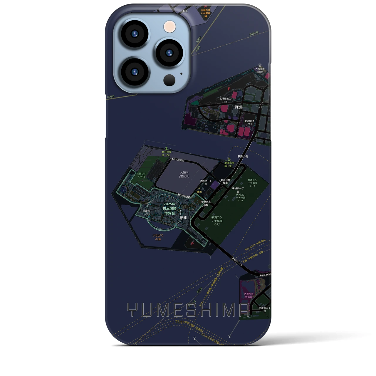 【夢洲(大阪府)】地図柄iPhoneケース(バックカバータイプ)