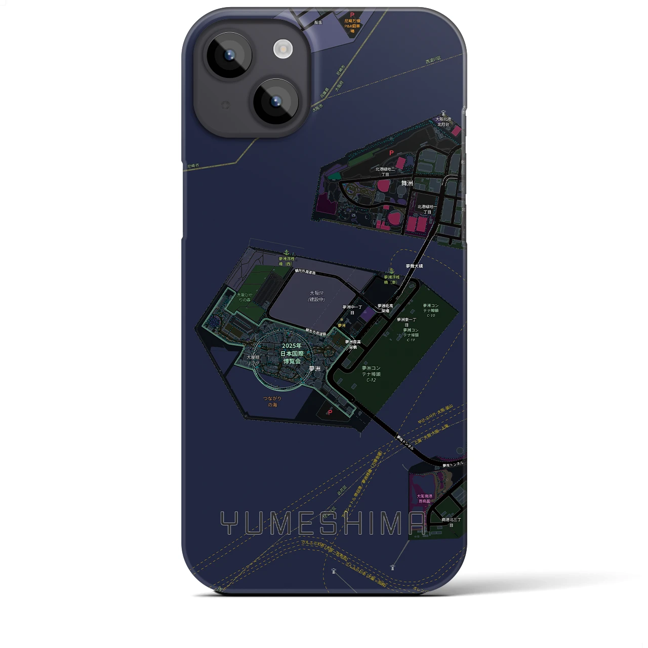 【夢洲(大阪府)】地図柄iPhoneケース(バックカバータイプ)