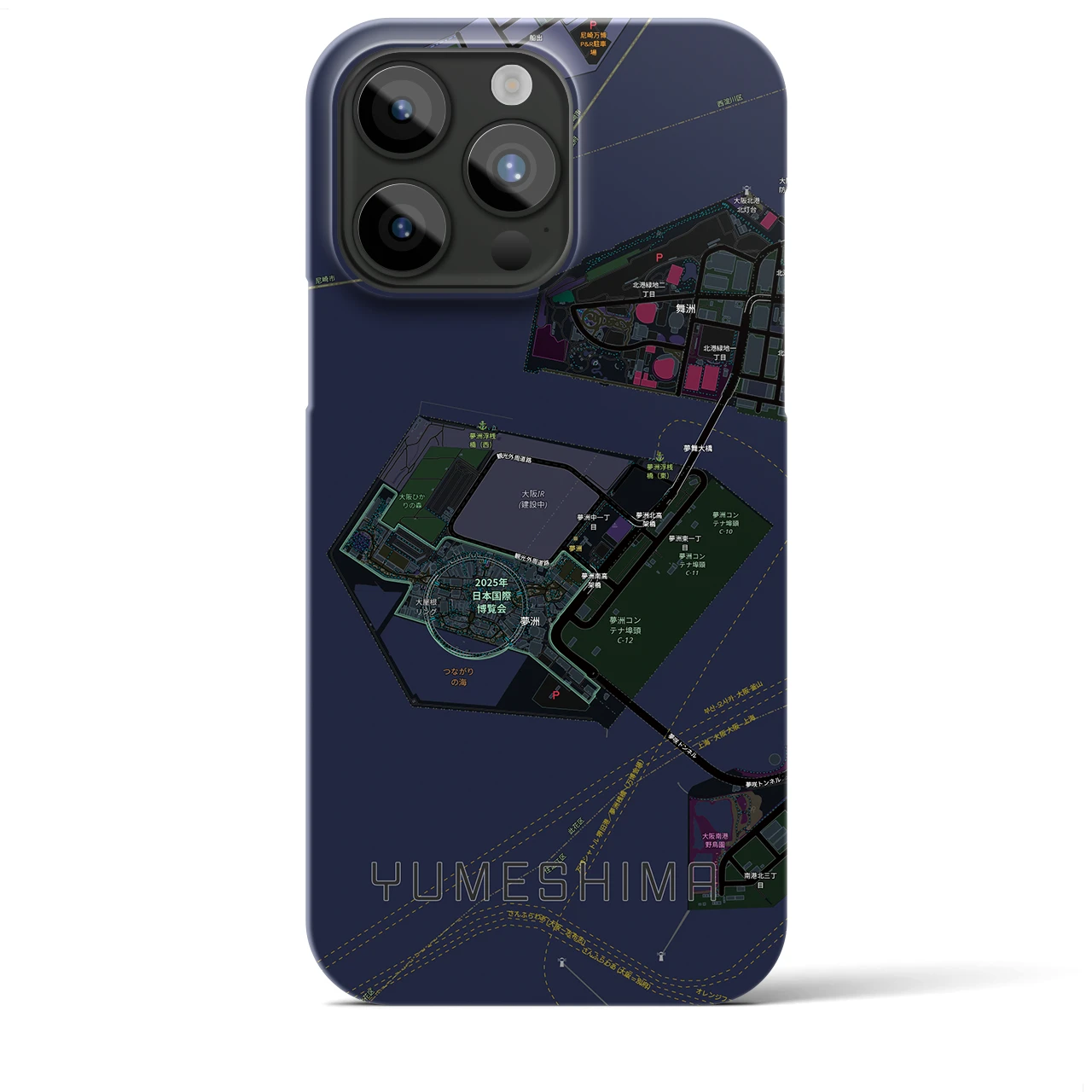 【夢洲(大阪府)】地図柄iPhoneケース(バックカバータイプ)