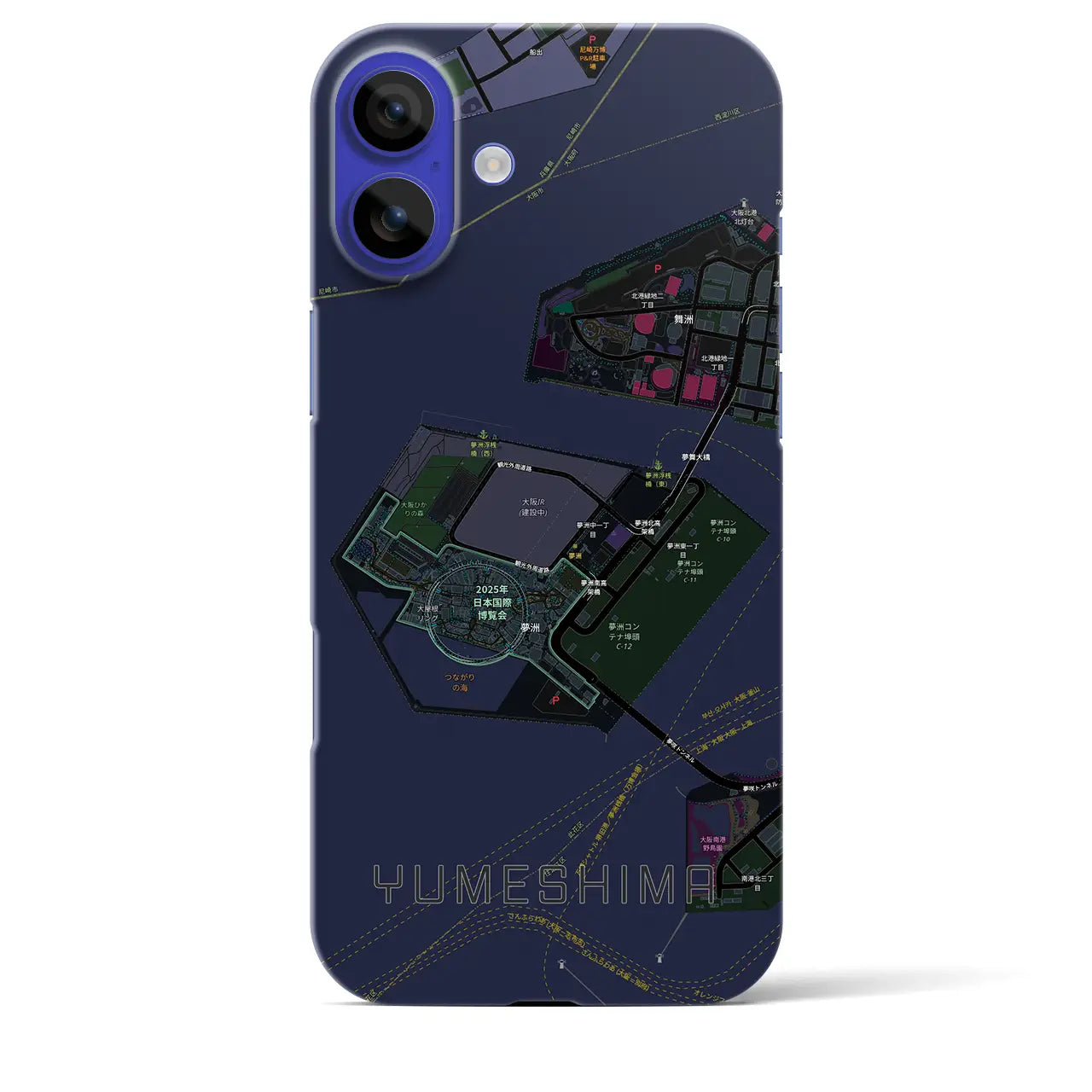 【夢洲(大阪府)】地図柄iPhoneケース(バックカバータイプ)
