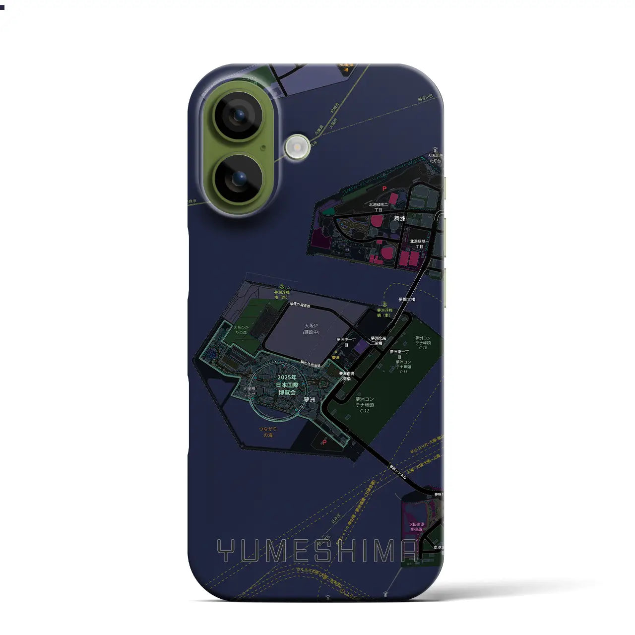 【夢洲(大阪府)】地図柄iPhoneケース(バックカバータイプ)