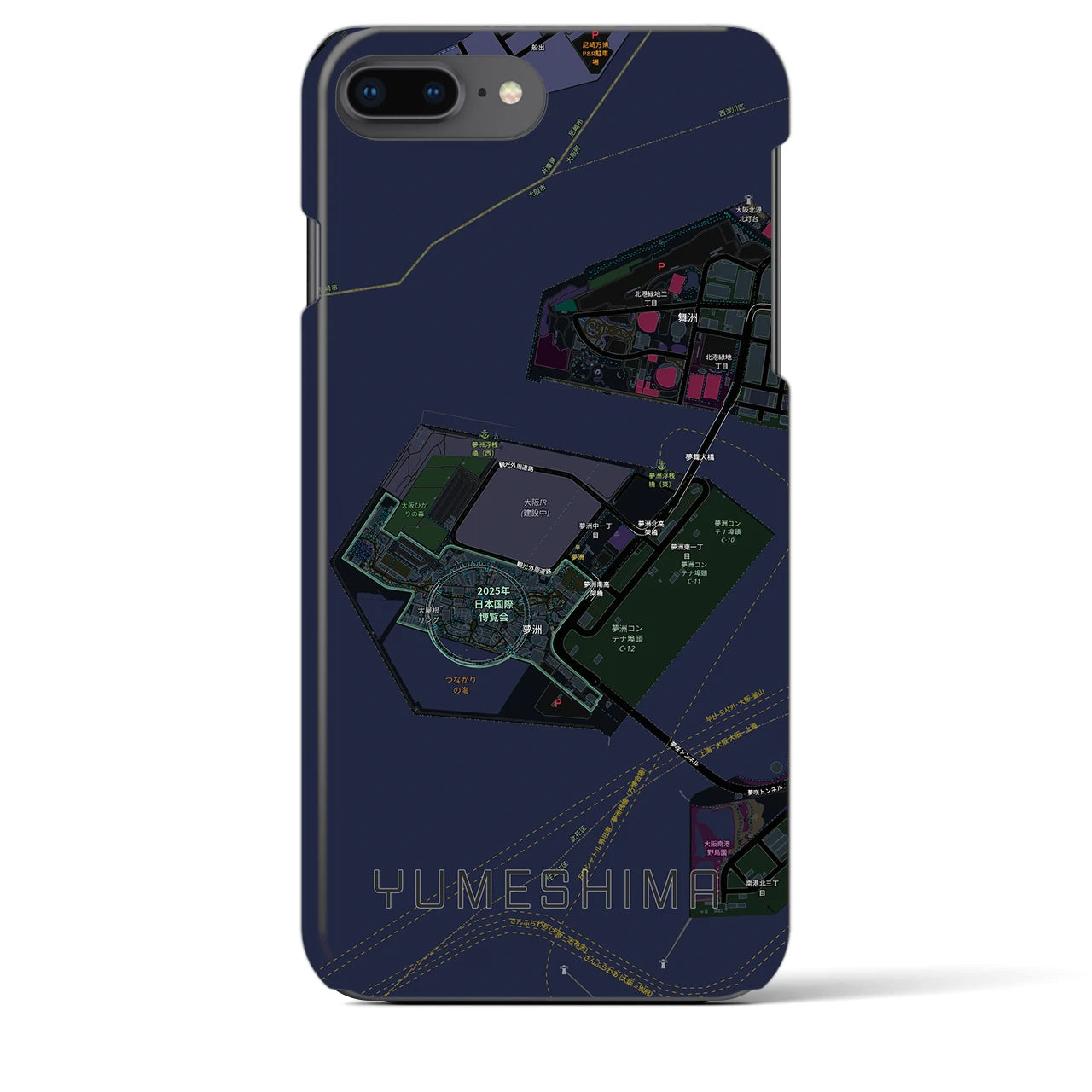 【夢洲(大阪府)】地図柄iPhoneケース(バックカバータイプ)