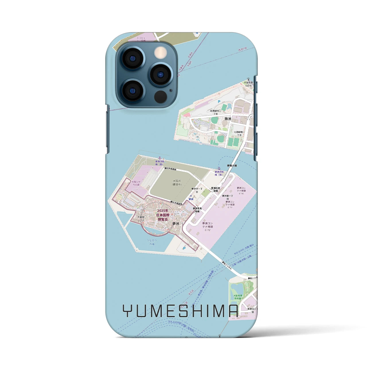 【夢洲(大阪府)】地図柄iPhoneケース(バックカバータイプ)