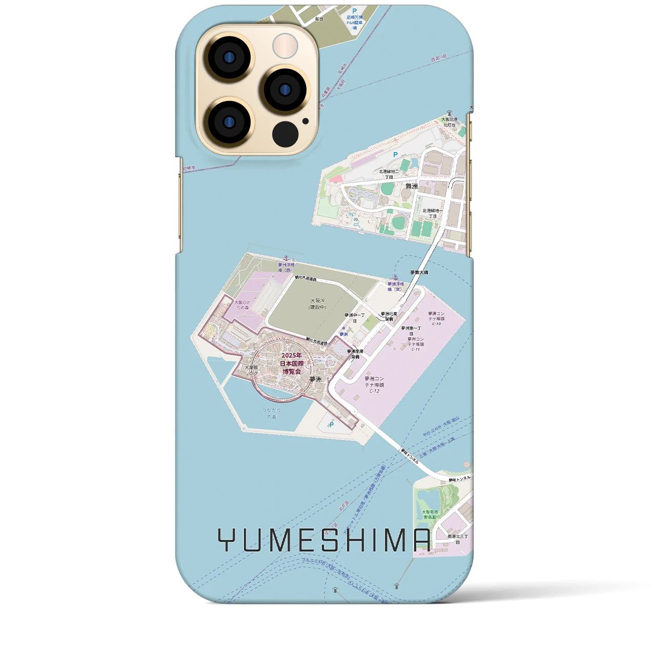 【夢洲(大阪府)】地図柄iPhoneケース(バックカバータイプ)