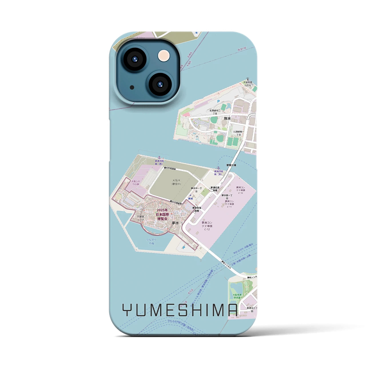 【夢洲(大阪府)】地図柄iPhoneケース(バックカバータイプ)