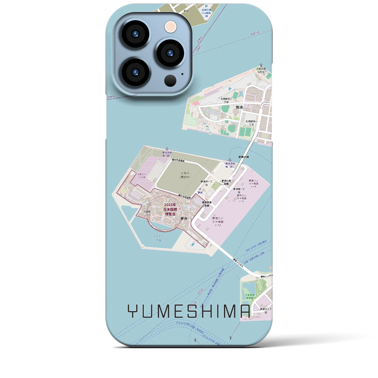 【夢洲(大阪府)】地図柄iPhoneケース(バックカバータイプ)