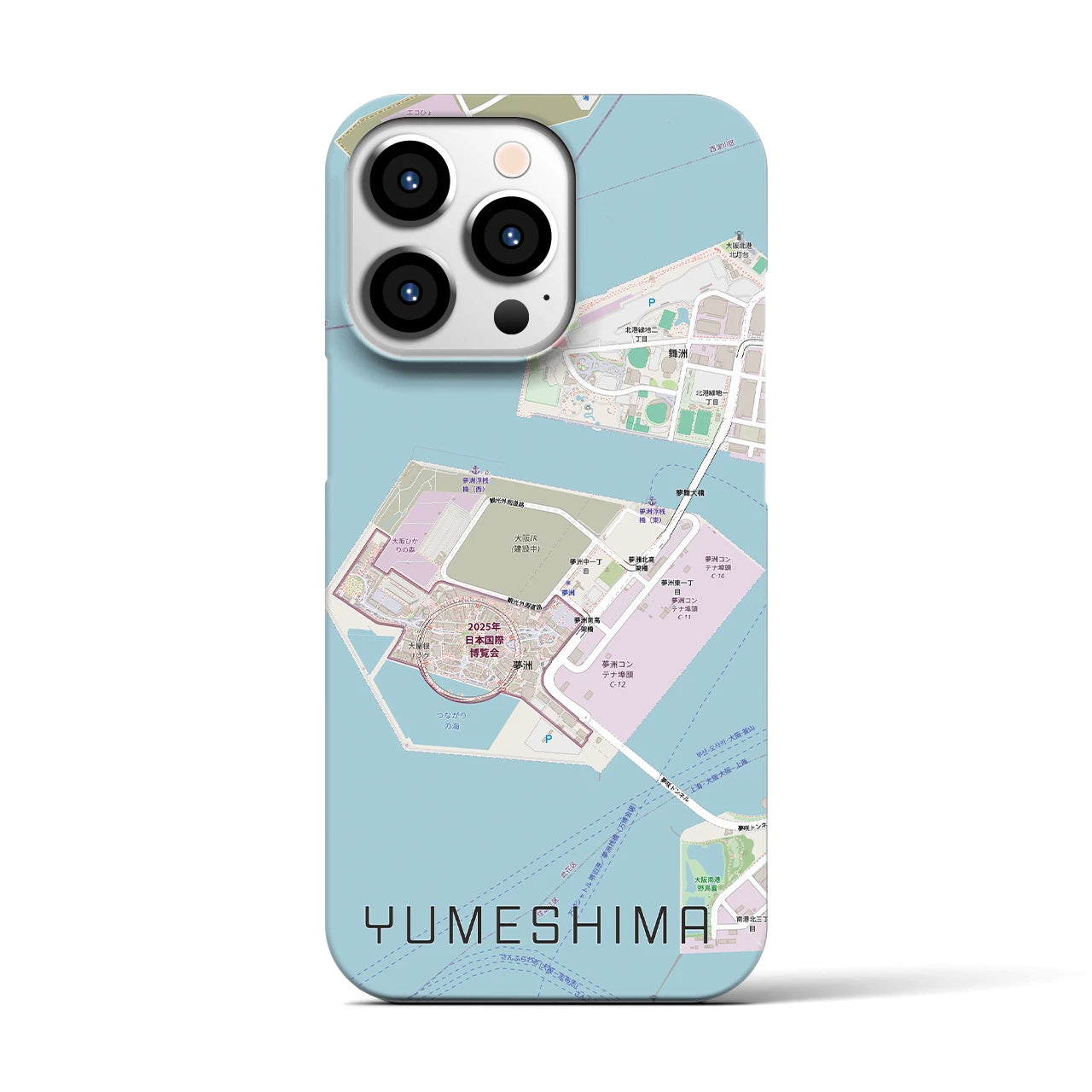 【夢洲(大阪府)】地図柄iPhoneケース(バックカバータイプ)