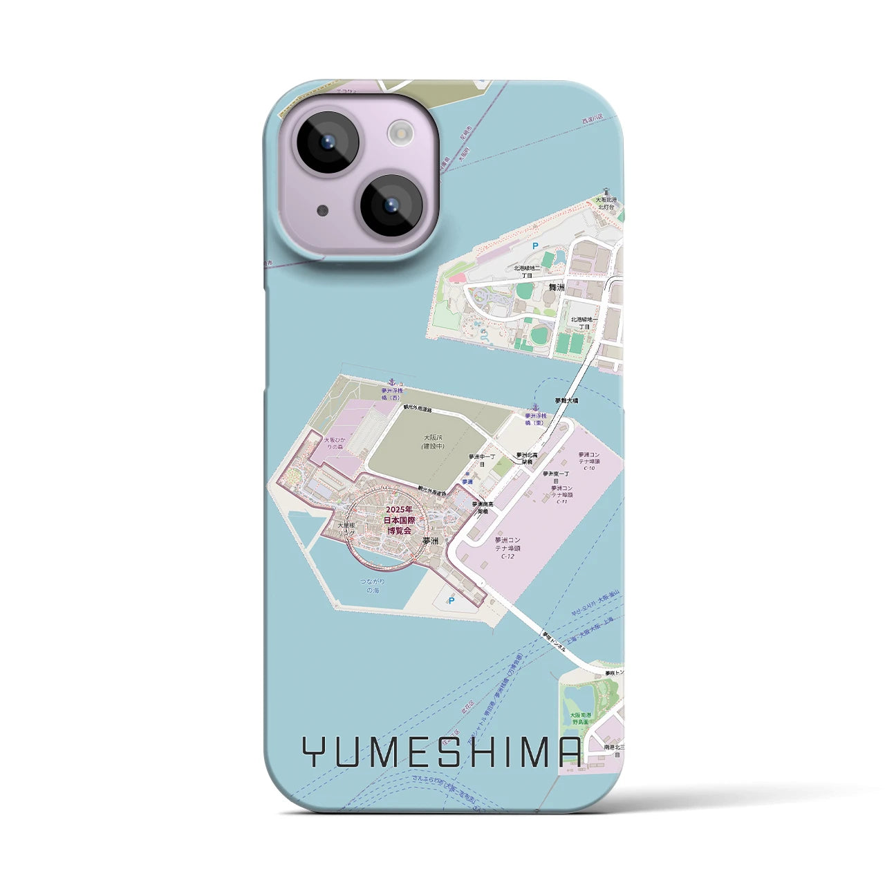 【夢洲(大阪府)】地図柄iPhoneケース(バックカバータイプ)