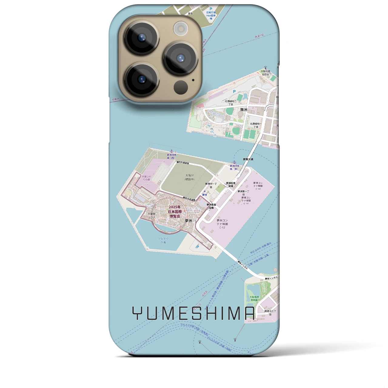 【夢洲(大阪府)】地図柄iPhoneケース(バックカバータイプ)