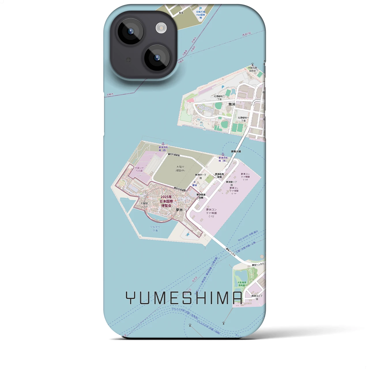 【夢洲(大阪府)】地図柄iPhoneケース(バックカバータイプ)