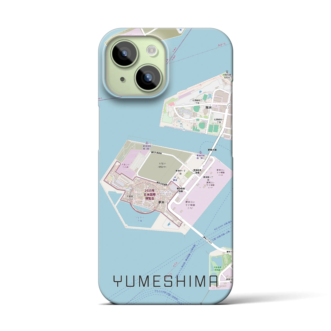 【夢洲(大阪府)】地図柄iPhoneケース(バックカバータイプ)