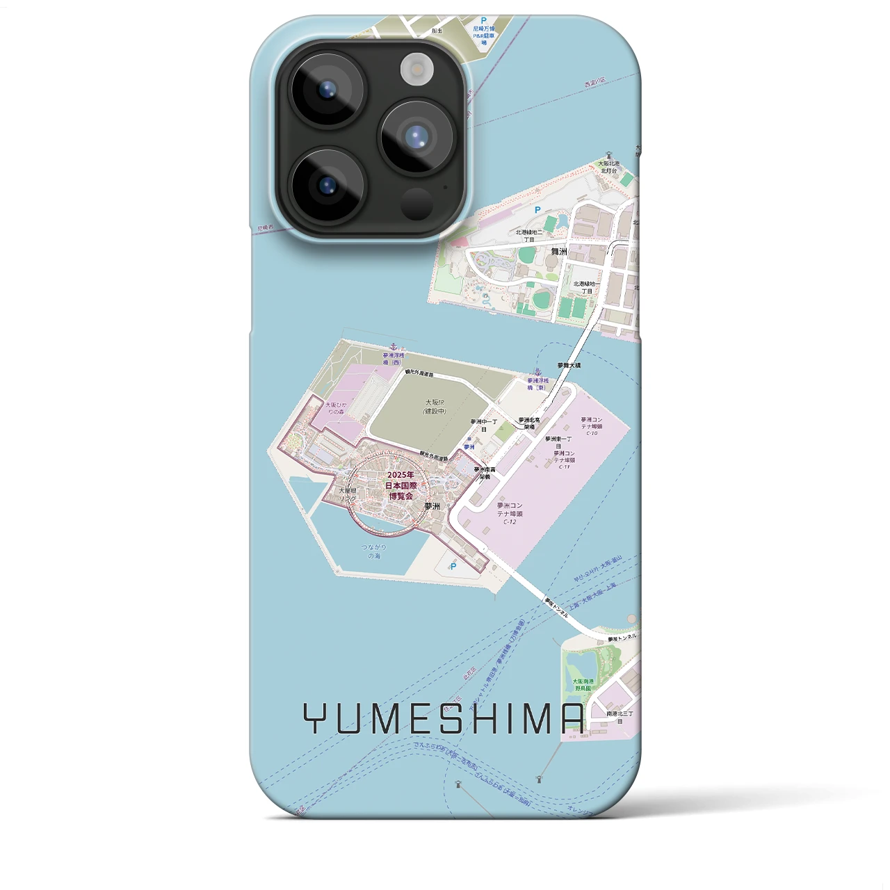 【夢洲(大阪府)】地図柄iPhoneケース(バックカバータイプ)