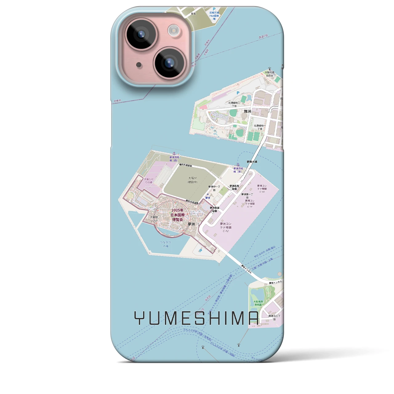 【夢洲(大阪府)】地図柄iPhoneケース(バックカバータイプ)