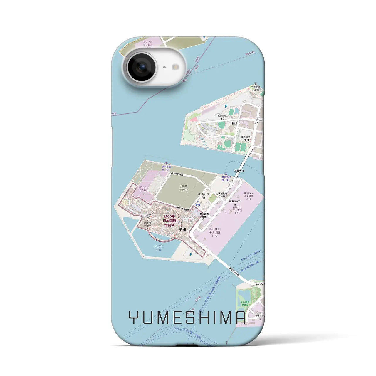 【夢洲(大阪府)】地図柄iPhoneケース(バックカバータイプ)