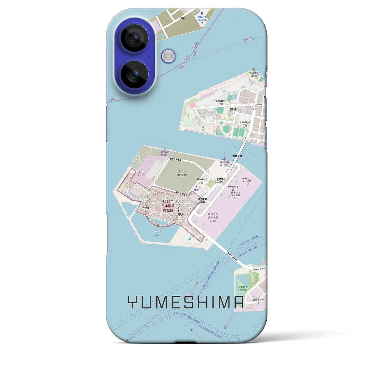 【夢洲(大阪府)】地図柄iPhoneケース(バックカバータイプ)ブラック・iPhone 16 Pro Max 用