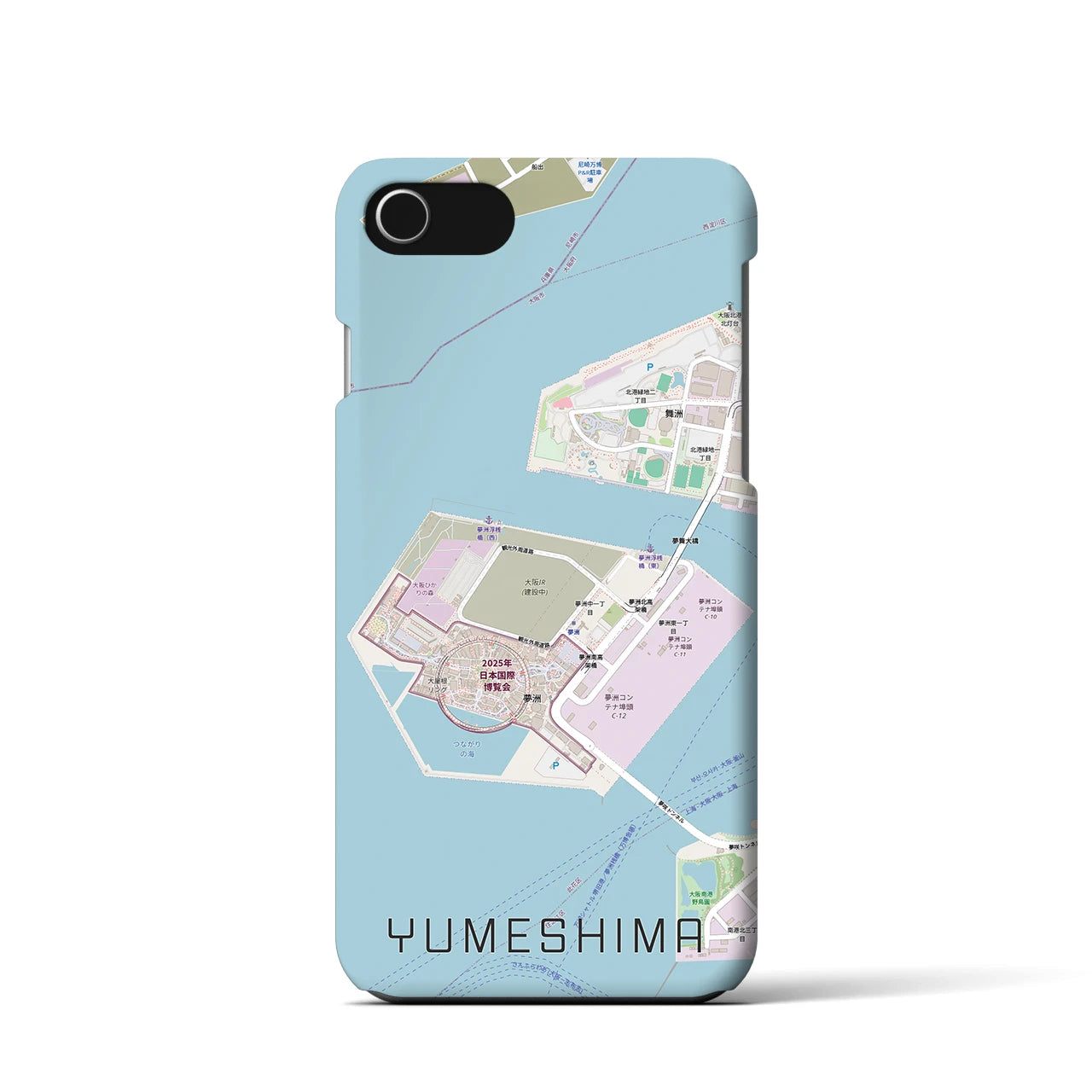 【夢洲(大阪府)】地図柄iPhoneケース(バックカバータイプ)