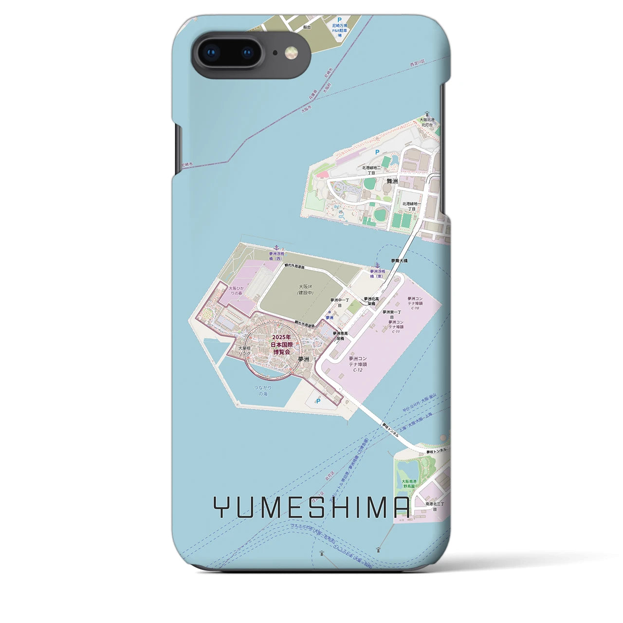 【夢洲(大阪府)】地図柄iPhoneケース(バックカバータイプ)