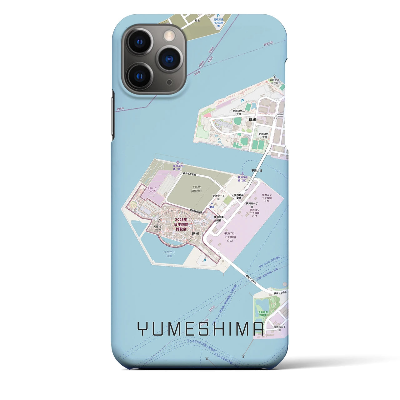 【夢洲(大阪府)】地図柄iPhoneケース(バックカバータイプ)