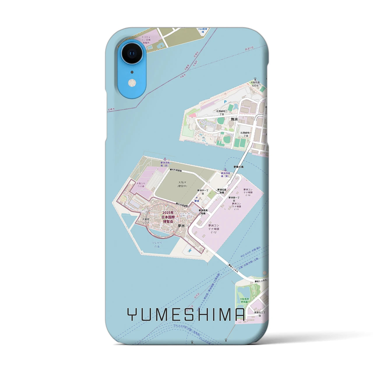 【夢洲(大阪府)】地図柄iPhoneケース(バックカバータイプ)