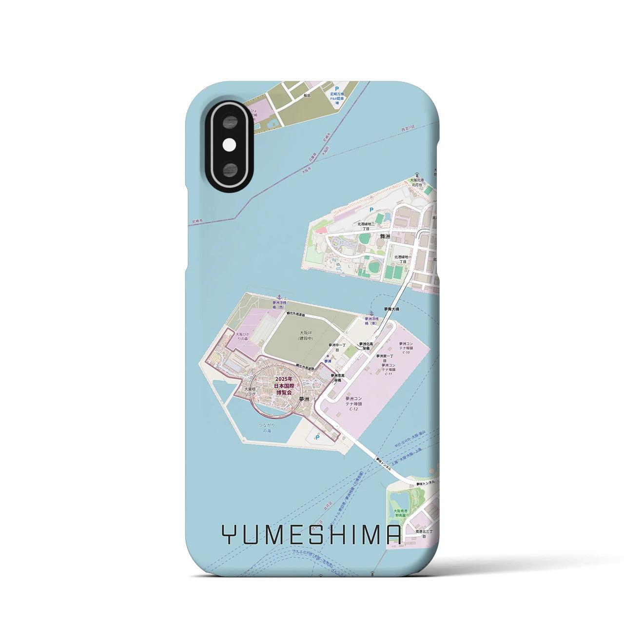 【夢洲(大阪府)】地図柄iPhoneケース(バックカバータイプ)