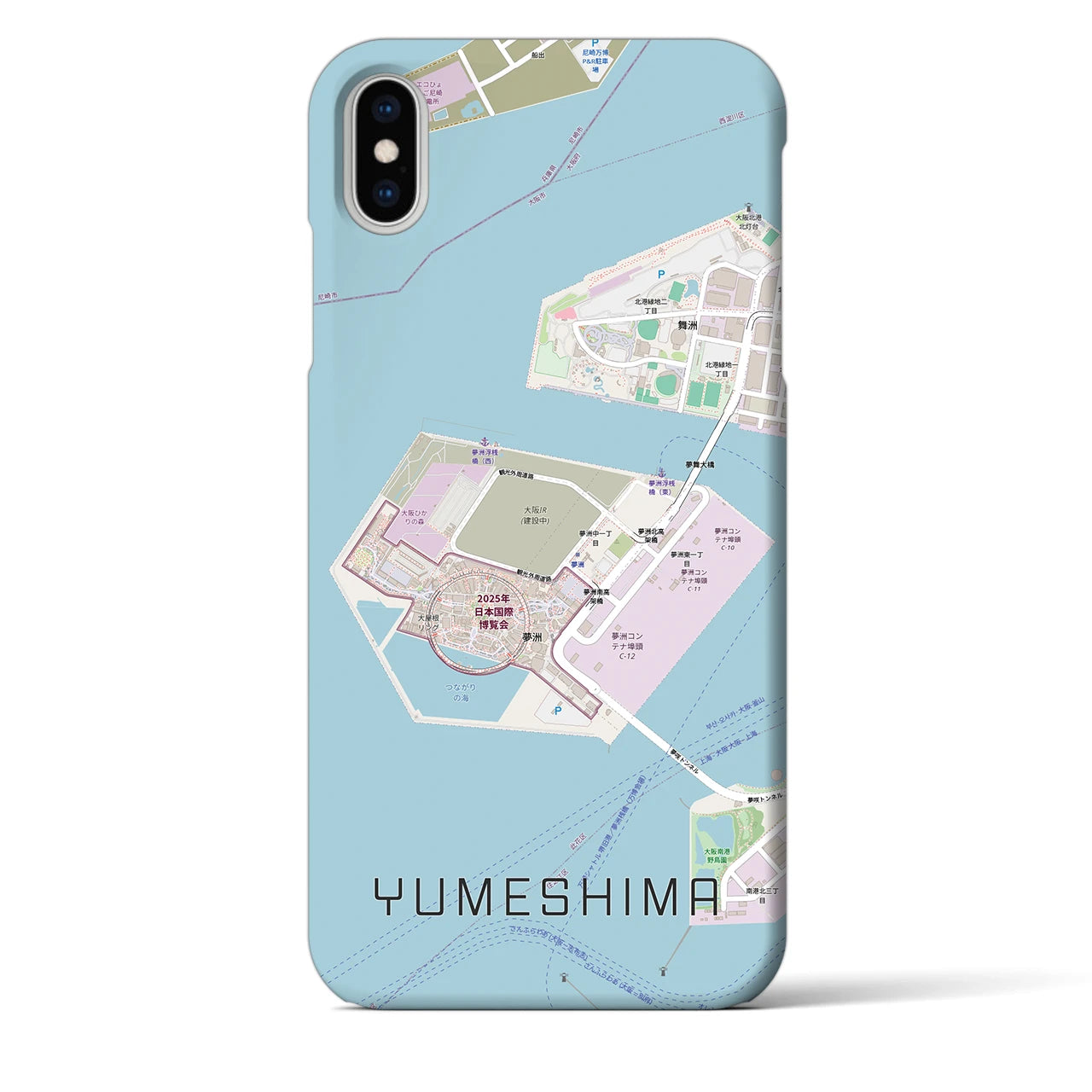 【夢洲(大阪府)】地図柄iPhoneケース(バックカバータイプ)