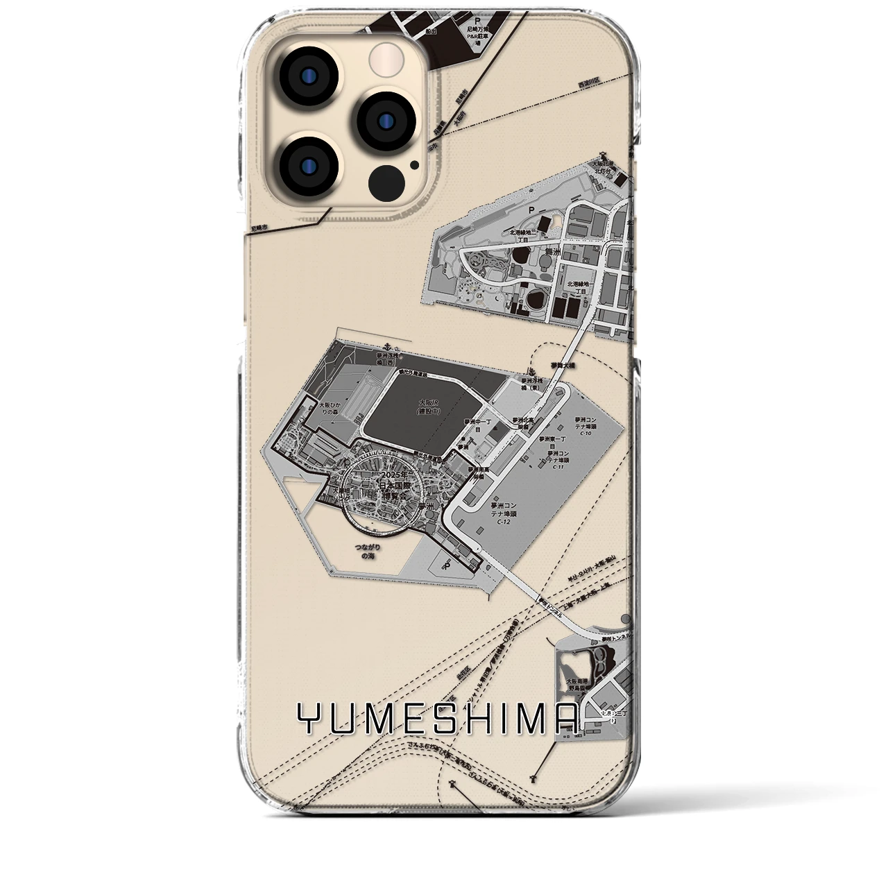 【夢洲(大阪府)】地図柄iPhoneケース(クリアタイプ)