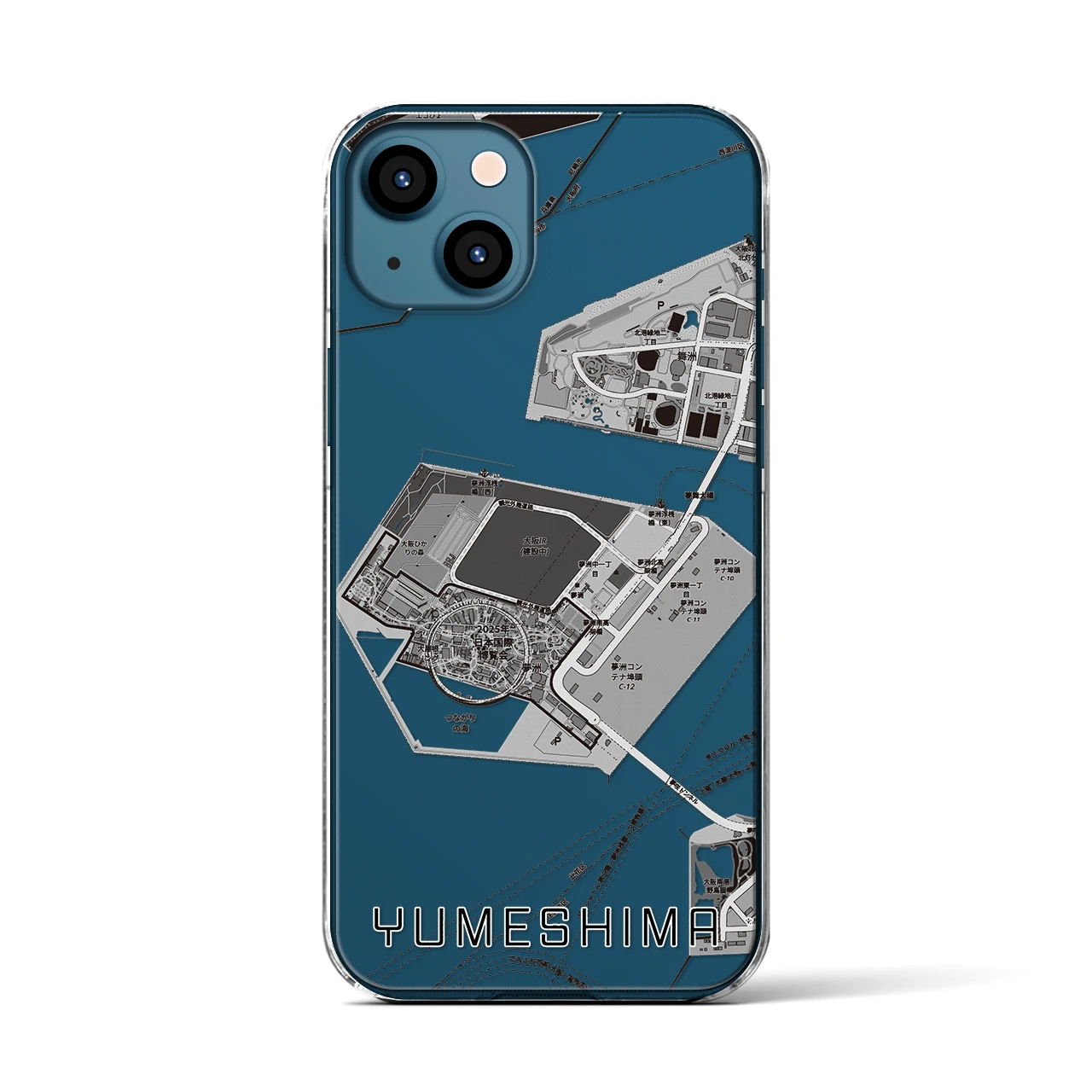 【夢洲(大阪府)】地図柄iPhoneケース(クリアタイプ)