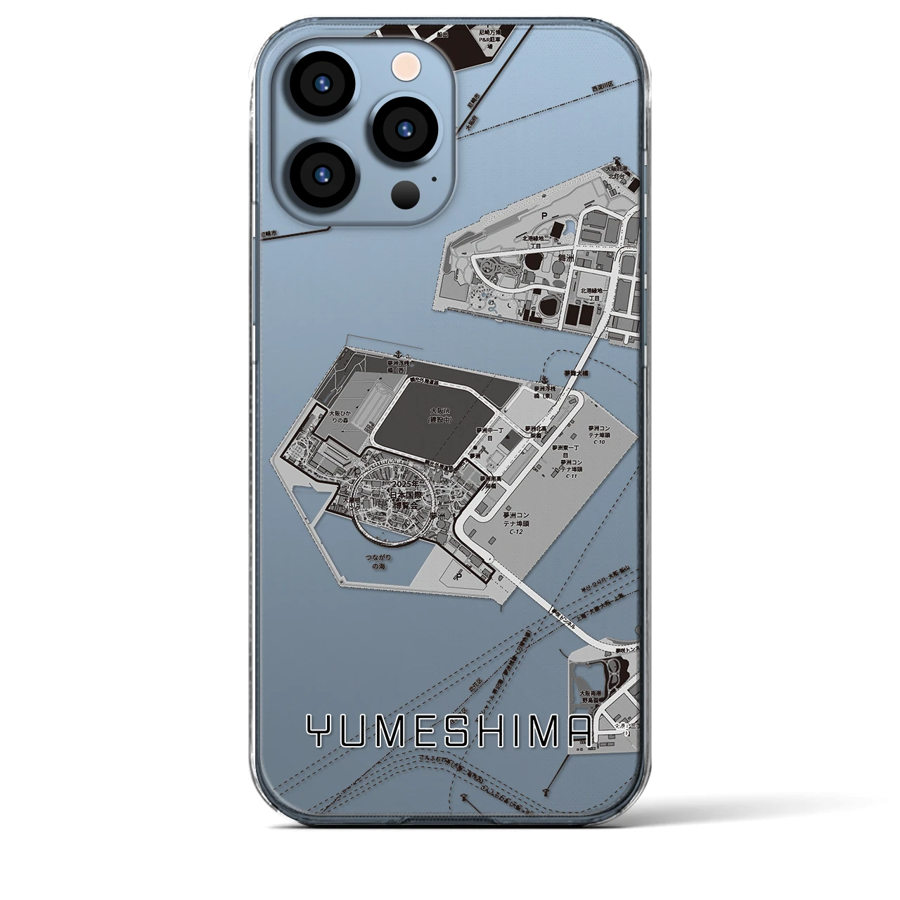 【夢洲(大阪府)】地図柄iPhoneケース(クリアタイプ)