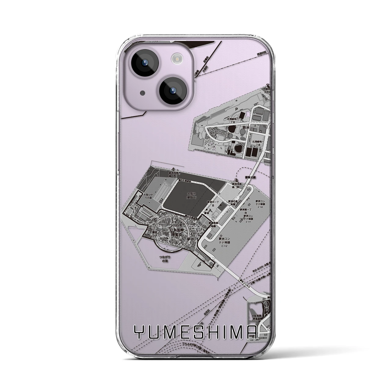 【夢洲(大阪府)】地図柄iPhoneケース(クリアタイプ)