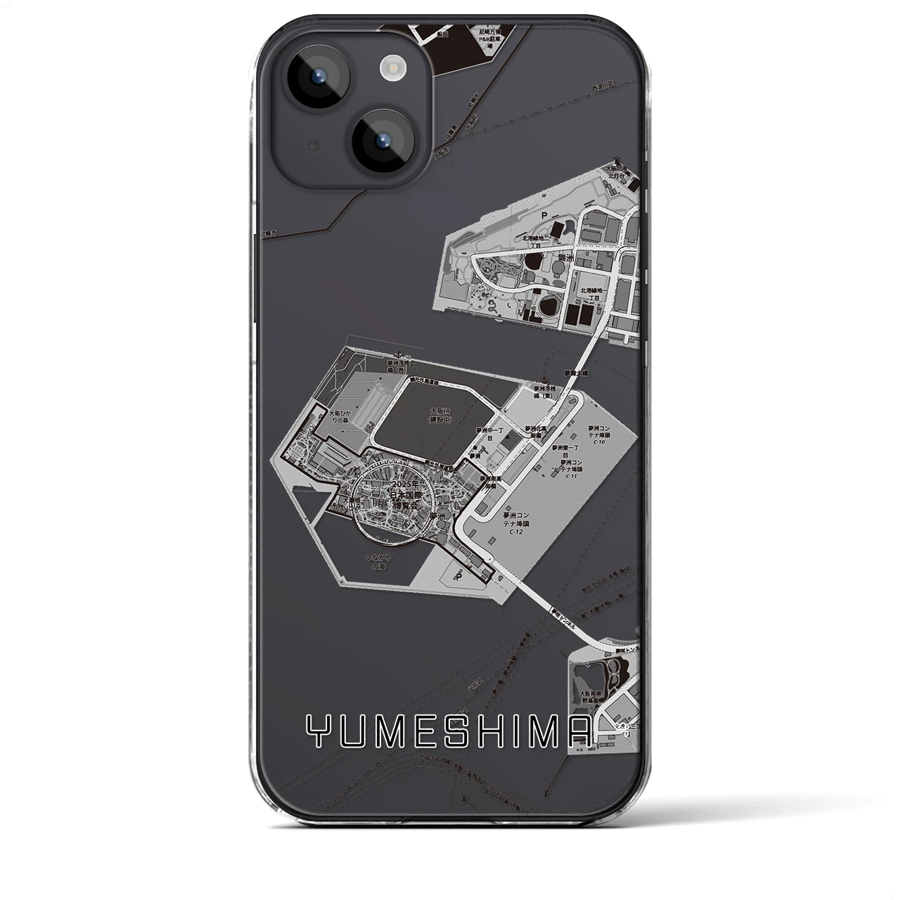 【夢洲(大阪府)】地図柄iPhoneケース(クリアタイプ)