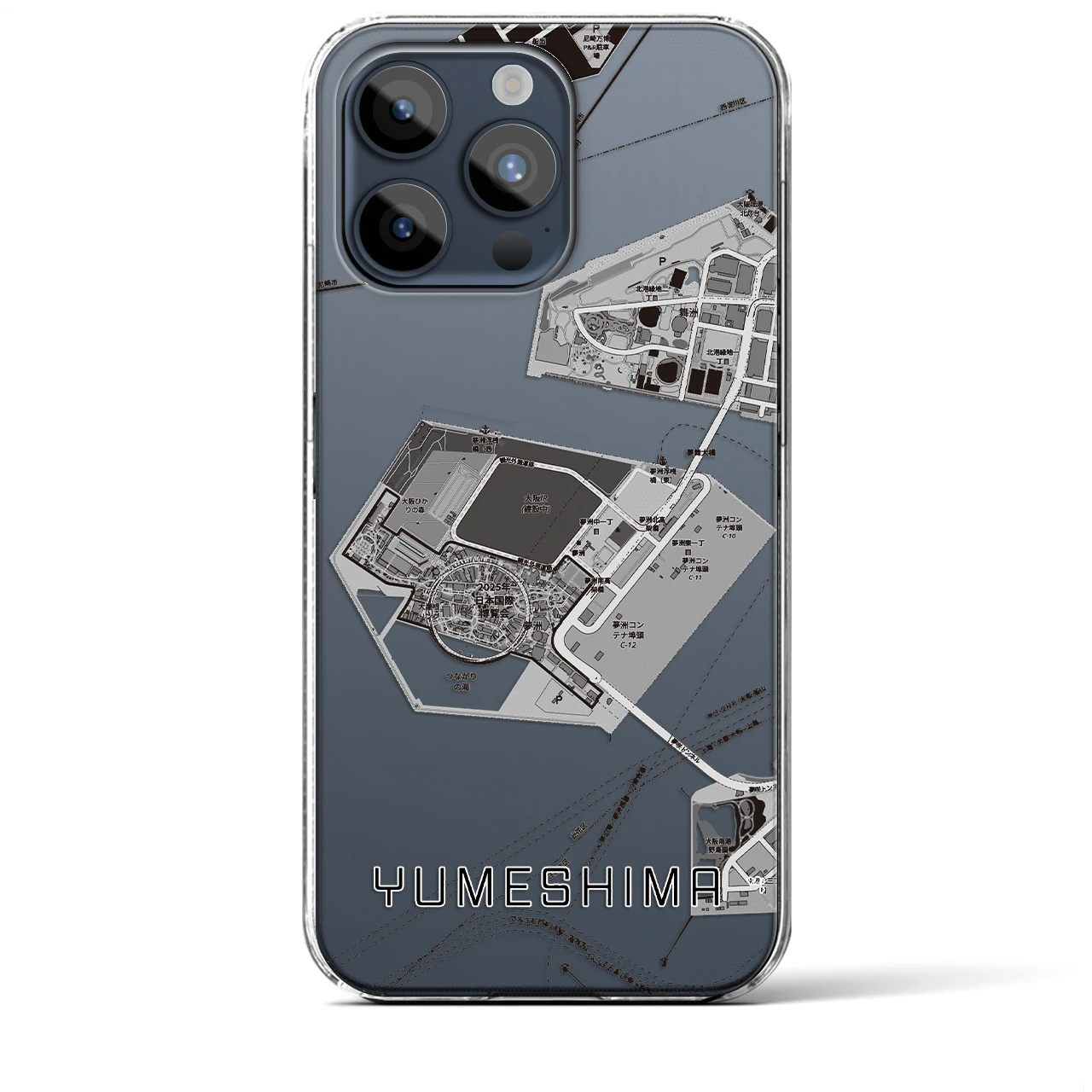 【夢洲(大阪府)】地図柄iPhoneケース(クリアタイプ)
