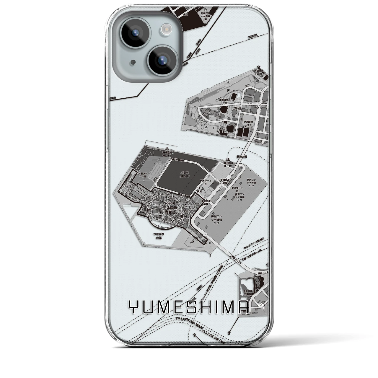 【夢洲(大阪府)】地図柄iPhoneケース(クリアタイプ)