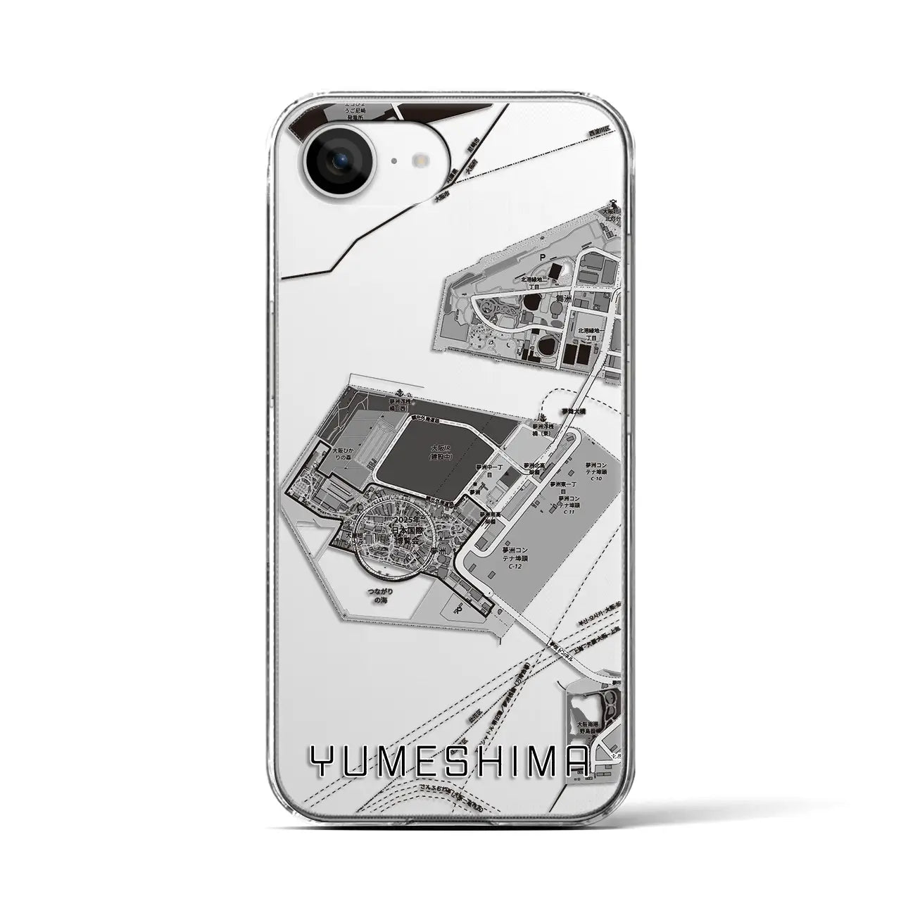 【夢洲(大阪府)】地図柄iPhoneケース(クリアタイプ)