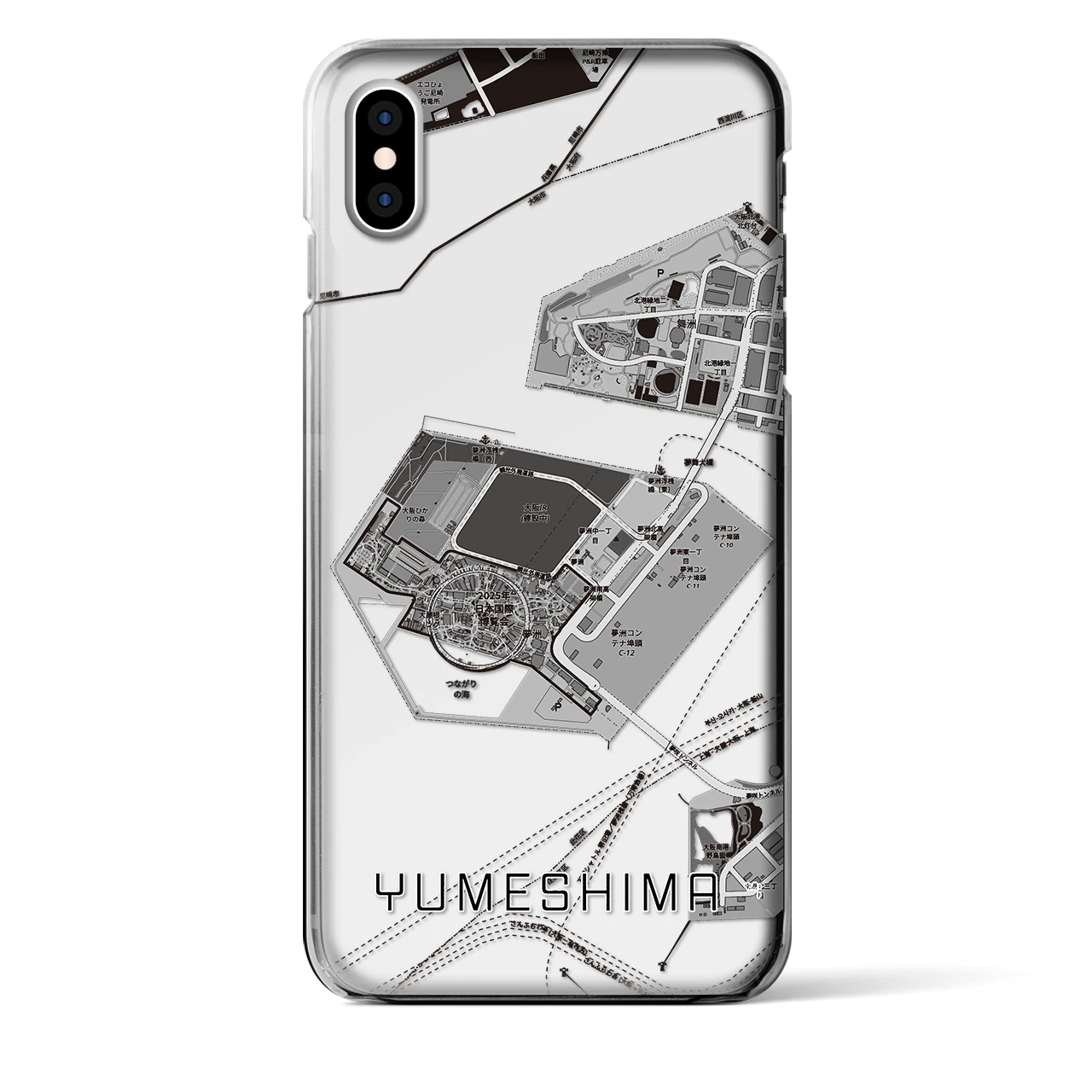 【夢洲(大阪府)】地図柄iPhoneケース(クリアタイプ)