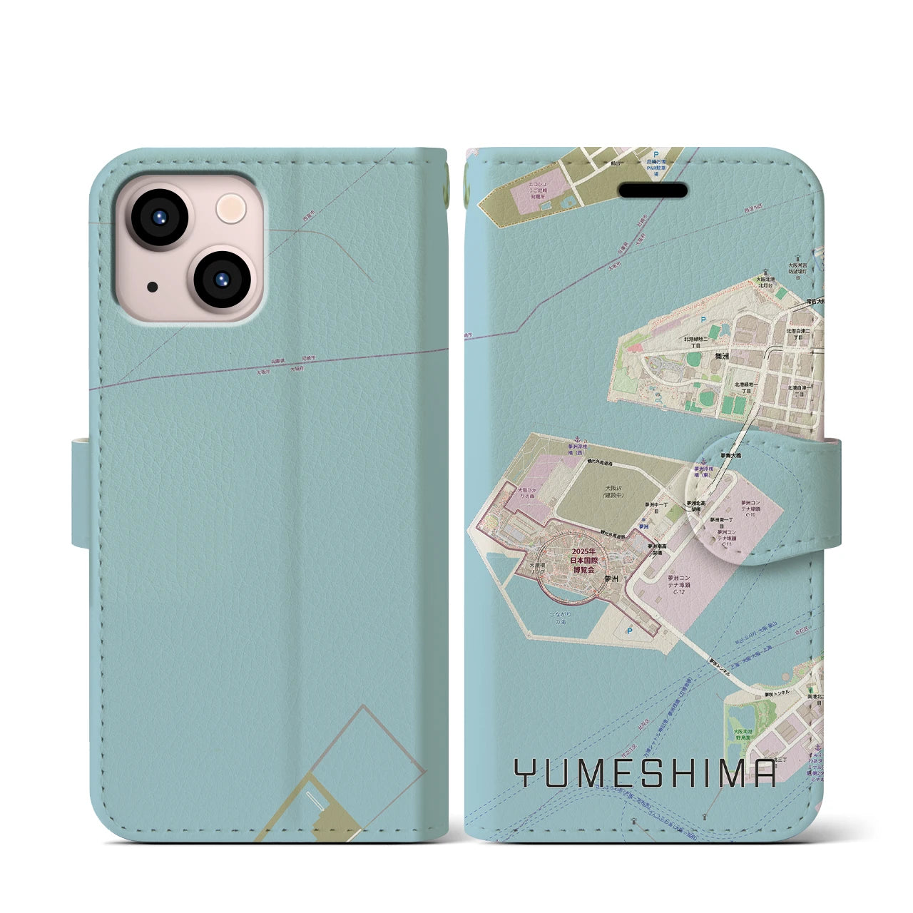 【夢洲(大阪府)】地図柄iPhoneケース(手帳タイプ)