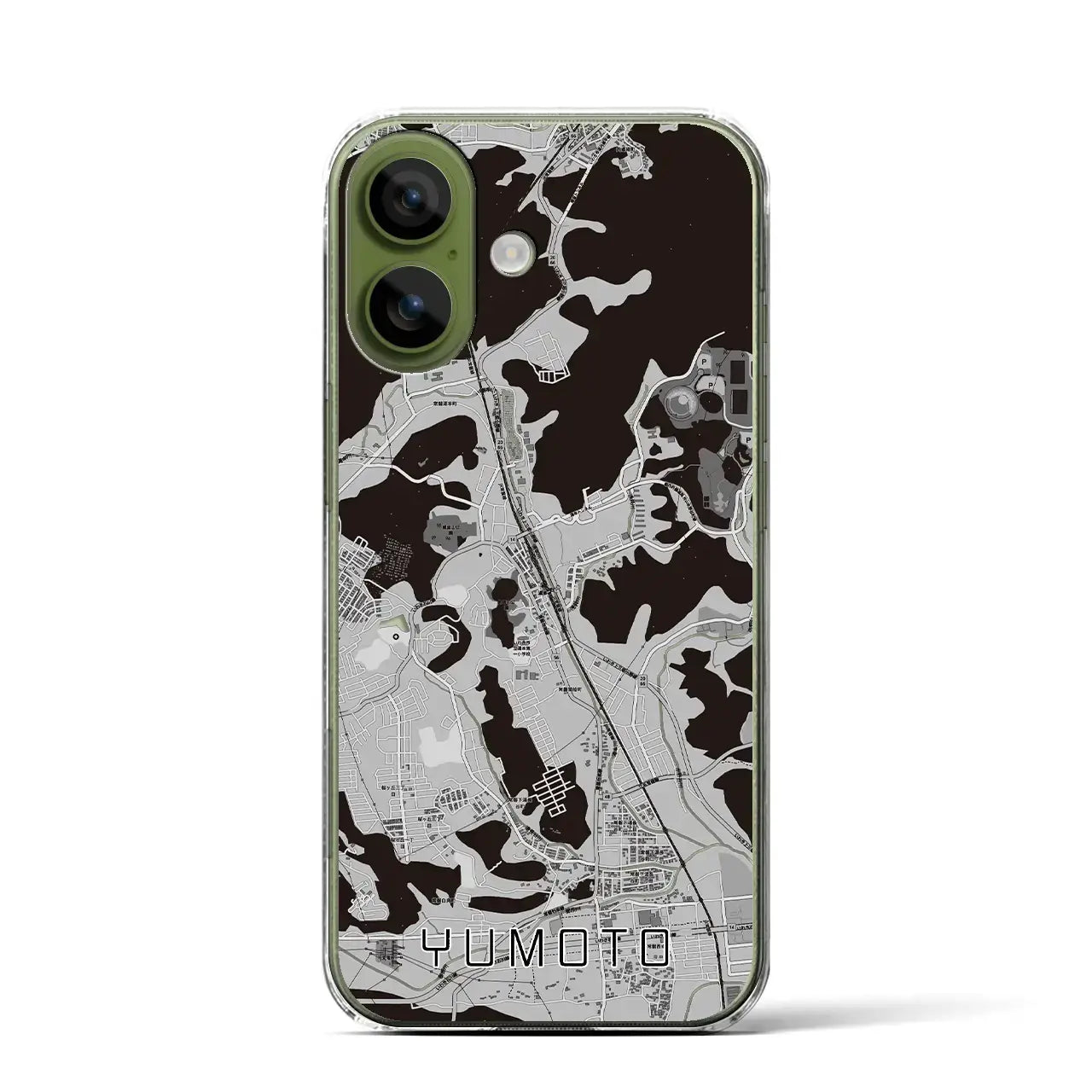 【湯本(福島県)】地図柄iPhoneケース(クリアタイプ)モノトーン・iPhone 17 Pro Max 用