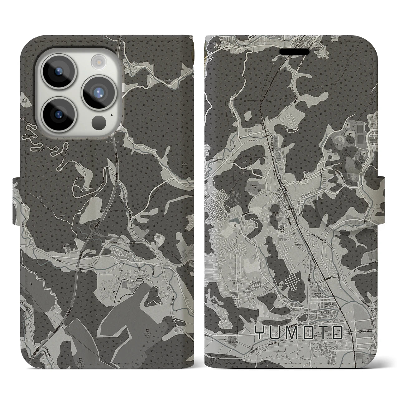 【湯本(福島県)】地図柄iPhoneケース(手帳タイプ)