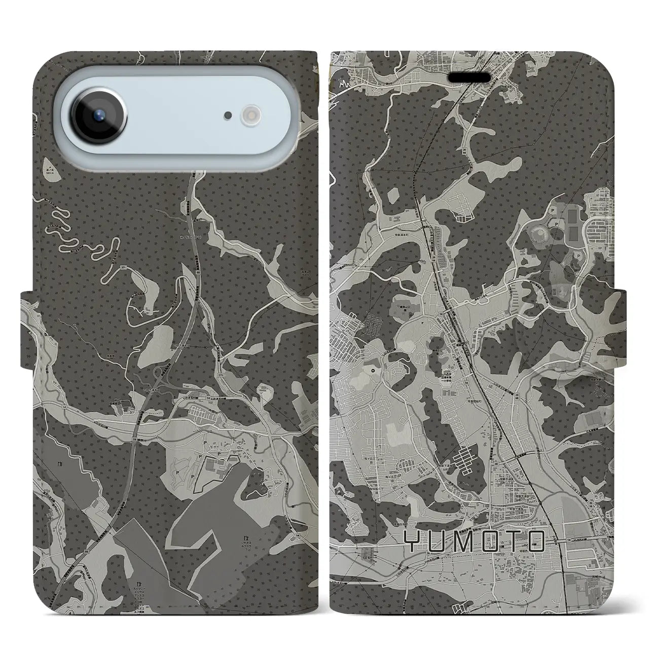 【湯本(福島県)】地図柄iPhoneケース(手帳タイプ)