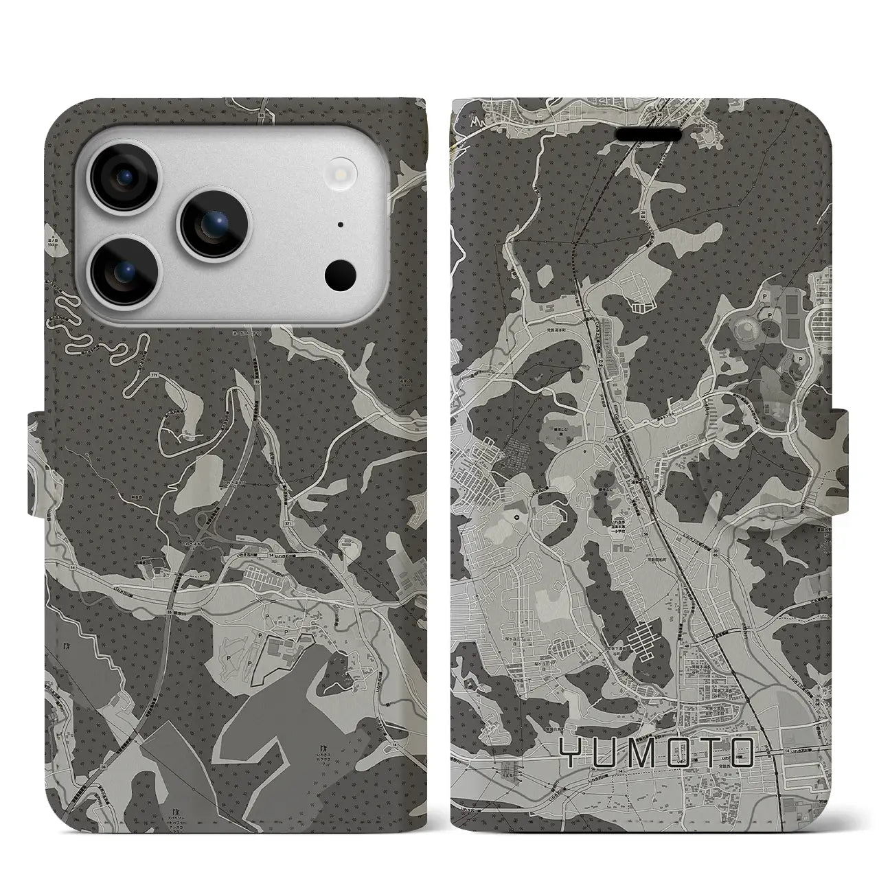 【湯本(福島県)】地図柄iPhoneケース(手帳タイプ)