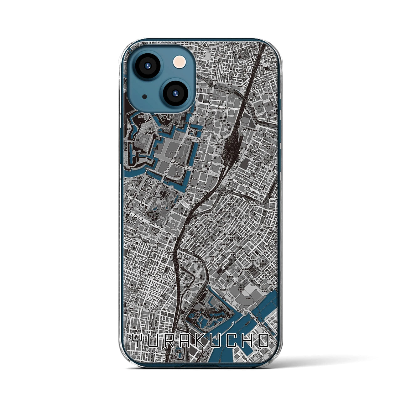 【有楽町(東京都)】地図柄iPhoneケース(クリアタイプ)モノトーン・iPhone 13 用