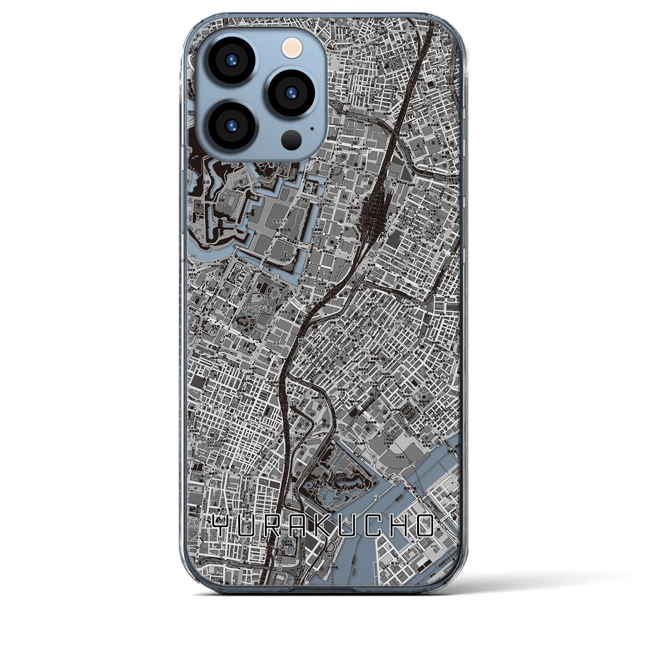 【有楽町(東京都)】地図柄iPhoneケース(クリアタイプ)モノトーン・iPhone 13 Pro Max 用