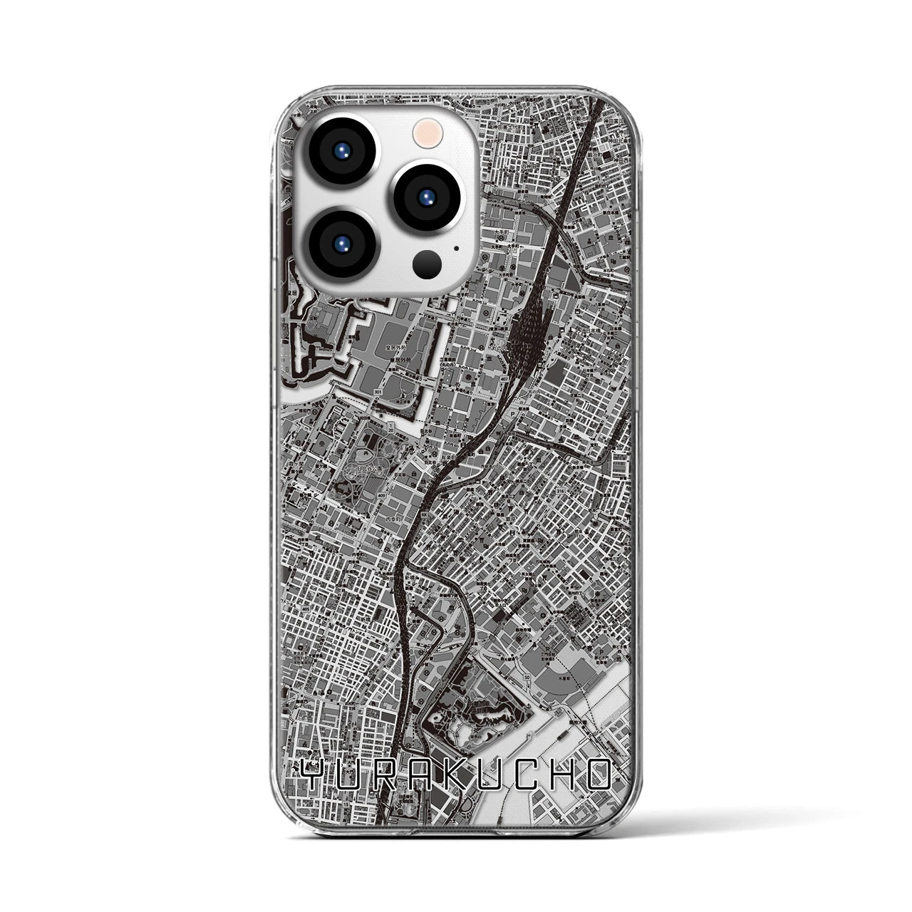 【有楽町(東京都)】地図柄iPhoneケース(クリアタイプ)モノトーン・iPhone 13 Pro 用