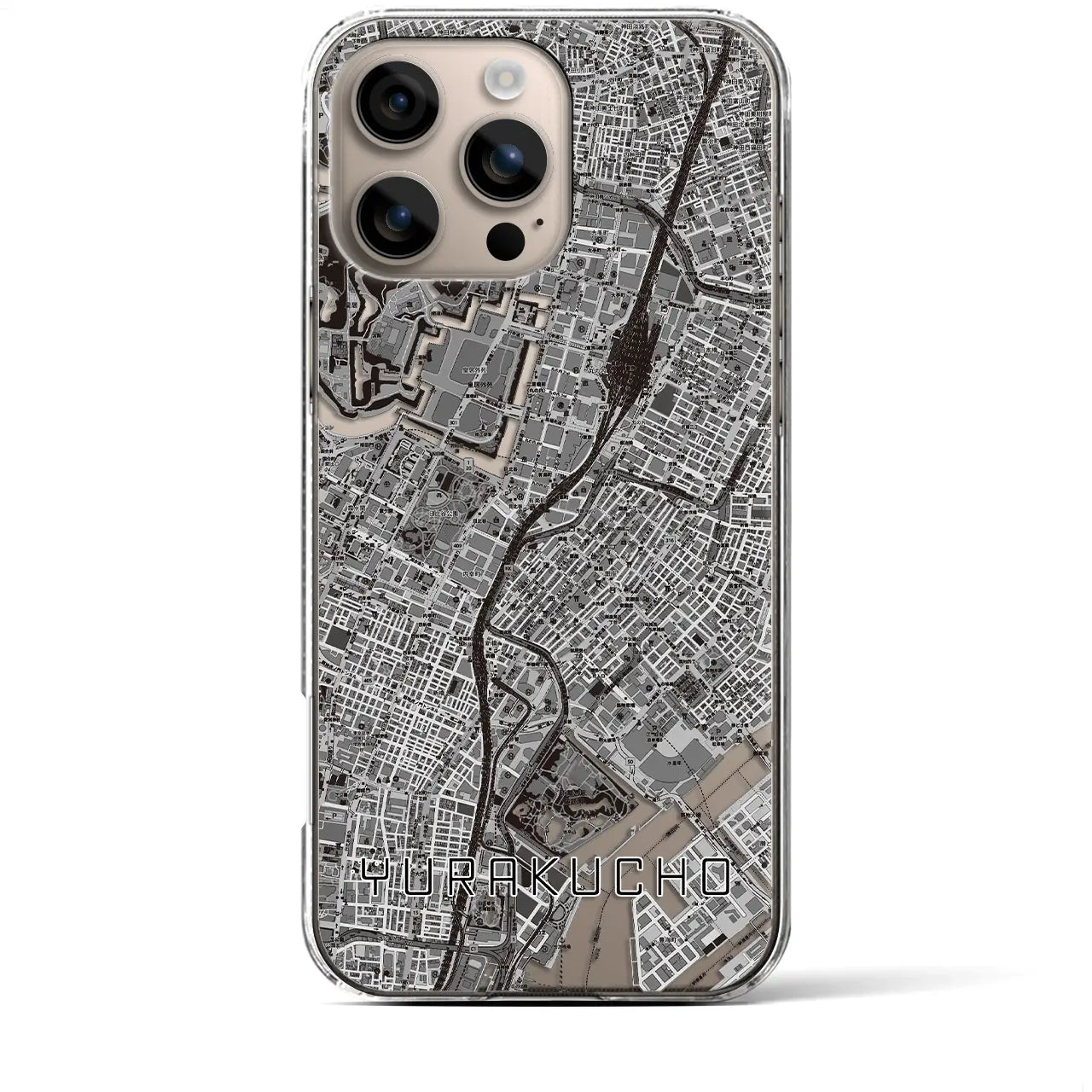 【有楽町(東京都)】地図柄iPhoneケース(クリアタイプ)モノトーン・iPhone 16 Plus 用