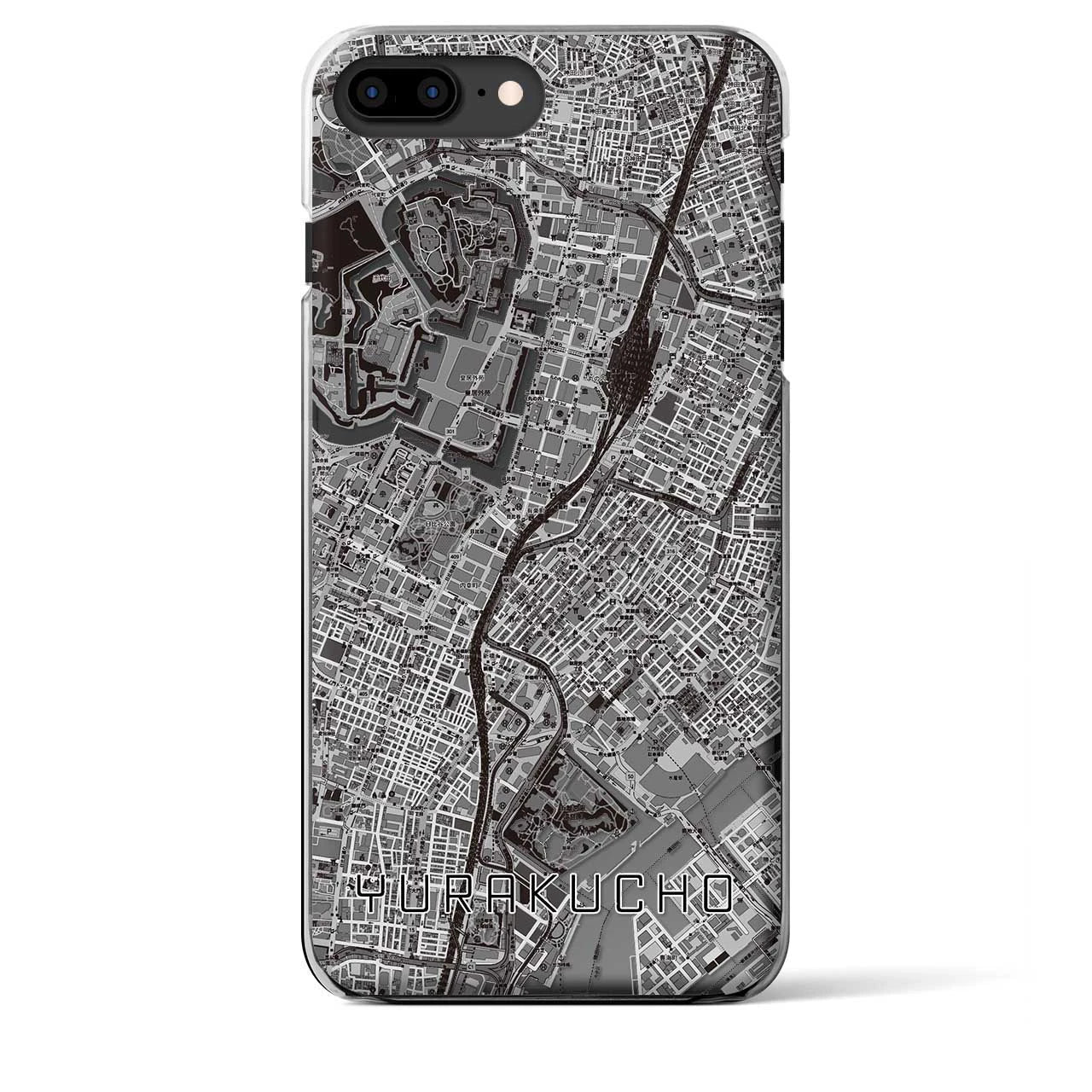 【有楽町(東京都)】地図柄iPhoneケース(クリアタイプ)モノトーン・iPhone 8Plus /7Plus / 6sPlus / 6Plus 用